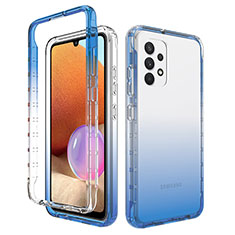 Silikon Hülle Handyhülle Ultra Dünn Flexible Schutzhülle Tasche Transparent Vorder und Rückseite 360 Grad Ganzkörper Farbverlauf für Samsung Galaxy A32 4G Blau