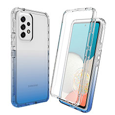 Silikon Hülle Handyhülle Ultra Dünn Flexible Schutzhülle Tasche Transparent Vorder und Rückseite 360 Grad Ganzkörper Farbverlauf für Samsung Galaxy A33 5G Blau