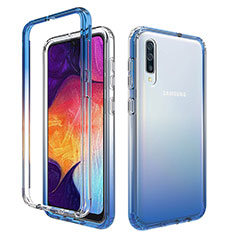 Silikon Hülle Handyhülle Ultra Dünn Flexible Schutzhülle Tasche Transparent Vorder und Rückseite 360 Grad Ganzkörper Farbverlauf für Samsung Galaxy A50S Blau