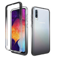 Silikon Hülle Handyhülle Ultra Dünn Flexible Schutzhülle Tasche Transparent Vorder und Rückseite 360 Grad Ganzkörper Farbverlauf für Samsung Galaxy A50S Dunkelgrau