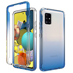 Silikon Hülle Handyhülle Ultra Dünn Flexible Schutzhülle Tasche Transparent Vorder und Rückseite 360 Grad Ganzkörper Farbverlauf für Samsung Galaxy A51 5G Blau