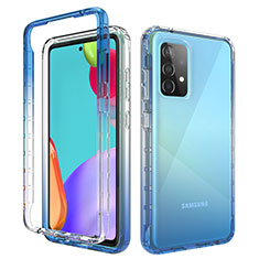 Silikon Hülle Handyhülle Ultra Dünn Flexible Schutzhülle Tasche Transparent Vorder und Rückseite 360 Grad Ganzkörper Farbverlauf für Samsung Galaxy A52 4G Blau