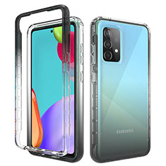 Silikon Hülle Handyhülle Ultra Dünn Flexible Schutzhülle Tasche Transparent Vorder und Rückseite 360 Grad Ganzkörper Farbverlauf für Samsung Galaxy A52 4G Dunkelgrau