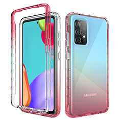 Silikon Hülle Handyhülle Ultra Dünn Flexible Schutzhülle Tasche Transparent Vorder und Rückseite 360 Grad Ganzkörper Farbverlauf für Samsung Galaxy A52 4G Rot