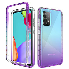 Silikon Hülle Handyhülle Ultra Dünn Flexible Schutzhülle Tasche Transparent Vorder und Rückseite 360 Grad Ganzkörper Farbverlauf für Samsung Galaxy A52 4G Violett