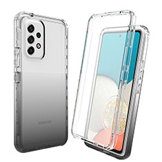 Silikon Hülle Handyhülle Ultra Dünn Flexible Schutzhülle Tasche Transparent Vorder und Rückseite 360 Grad Ganzkörper Farbverlauf für Samsung Galaxy A53 5G Dunkelgrau