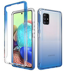 Silikon Hülle Handyhülle Ultra Dünn Flexible Schutzhülle Tasche Transparent Vorder und Rückseite 360 Grad Ganzkörper Farbverlauf für Samsung Galaxy A71 5G Blau