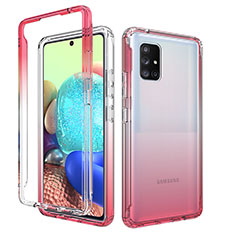 Silikon Hülle Handyhülle Ultra Dünn Flexible Schutzhülle Tasche Transparent Vorder und Rückseite 360 Grad Ganzkörper Farbverlauf für Samsung Galaxy A71 5G Rot