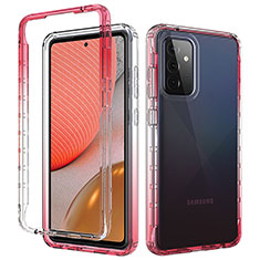 Silikon Hülle Handyhülle Ultra Dünn Flexible Schutzhülle Tasche Transparent Vorder und Rückseite 360 Grad Ganzkörper Farbverlauf für Samsung Galaxy A72 4G Rot
