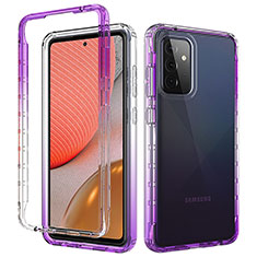 Silikon Hülle Handyhülle Ultra Dünn Flexible Schutzhülle Tasche Transparent Vorder und Rückseite 360 Grad Ganzkörper Farbverlauf für Samsung Galaxy A72 4G Violett