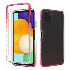 Silikon Hülle Handyhülle Ultra Dünn Flexible Schutzhülle Tasche Transparent Vorder und Rückseite 360 Grad Ganzkörper Farbverlauf für Samsung Galaxy F42 5G Rot