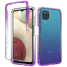 Silikon Hülle Handyhülle Ultra Dünn Flexible Schutzhülle Tasche Transparent Vorder und Rückseite 360 Grad Ganzkörper Farbverlauf für Samsung Galaxy M12 Violett