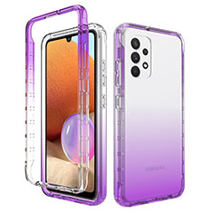 Silikon Hülle Handyhülle Ultra Dünn Flexible Schutzhülle Tasche Transparent Vorder und Rückseite 360 Grad Ganzkörper Farbverlauf für Samsung Galaxy M32 5G Violett