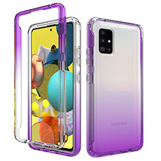 Silikon Hülle Handyhülle Ultra Dünn Flexible Schutzhülle Tasche Transparent Vorder und Rückseite 360 Grad Ganzkörper Farbverlauf für Samsung Galaxy M40S Violett