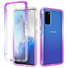 Silikon Hülle Handyhülle Ultra Dünn Flexible Schutzhülle Tasche Transparent Vorder und Rückseite 360 Grad Ganzkörper Farbverlauf für Samsung Galaxy S20 5G Violett