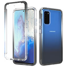 Silikon Hülle Handyhülle Ultra Dünn Flexible Schutzhülle Tasche Transparent Vorder und Rückseite 360 Grad Ganzkörper Farbverlauf für Samsung Galaxy S20 Dunkelgrau