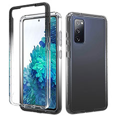 Silikon Hülle Handyhülle Ultra Dünn Flexible Schutzhülle Tasche Transparent Vorder und Rückseite 360 Grad Ganzkörper Farbverlauf für Samsung Galaxy S20 FE 4G Dunkelgrau