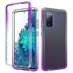 Silikon Hülle Handyhülle Ultra Dünn Flexible Schutzhülle Tasche Transparent Vorder und Rückseite 360 Grad Ganzkörper Farbverlauf für Samsung Galaxy S20 Lite 5G Violett