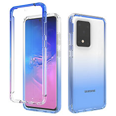 Silikon Hülle Handyhülle Ultra Dünn Flexible Schutzhülle Tasche Transparent Vorder und Rückseite 360 Grad Ganzkörper Farbverlauf für Samsung Galaxy S20 Ultra 5G Blau