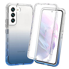 Silikon Hülle Handyhülle Ultra Dünn Flexible Schutzhülle Tasche Transparent Vorder und Rückseite 360 Grad Ganzkörper Farbverlauf für Samsung Galaxy S21 FE 5G Blau