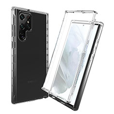 Silikon Hülle Handyhülle Ultra Dünn Flexible Schutzhülle Tasche Transparent Vorder und Rückseite 360 Grad Ganzkörper Farbverlauf für Samsung Galaxy S21 Ultra 5G Schwarz