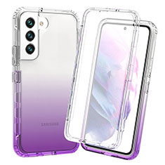 Silikon Hülle Handyhülle Ultra Dünn Flexible Schutzhülle Tasche Transparent Vorder und Rückseite 360 Grad Ganzkörper Farbverlauf für Samsung Galaxy S22 Plus 5G Violett