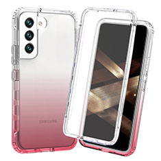 Silikon Hülle Handyhülle Ultra Dünn Flexible Schutzhülle Tasche Transparent Vorder und Rückseite 360 Grad Ganzkörper Farbverlauf für Samsung Galaxy S25 5G Rot