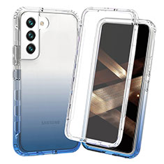 Silikon Hülle Handyhülle Ultra Dünn Flexible Schutzhülle Tasche Transparent Vorder und Rückseite 360 Grad Ganzkörper Farbverlauf für Samsung Galaxy S25 Plus 5G Blau