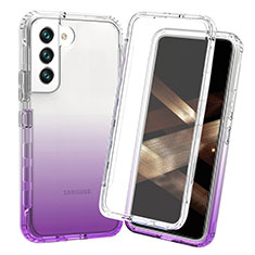 Silikon Hülle Handyhülle Ultra Dünn Flexible Schutzhülle Tasche Transparent Vorder und Rückseite 360 Grad Ganzkörper Farbverlauf für Samsung Galaxy S25 Plus 5G Violett