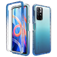 Silikon Hülle Handyhülle Ultra Dünn Flexible Schutzhülle Tasche Transparent Vorder und Rückseite 360 Grad Ganzkörper Farbverlauf für Xiaomi Poco M4 Pro 5G Blau