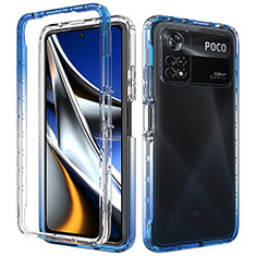 Silikon Hülle Handyhülle Ultra Dünn Flexible Schutzhülle Tasche Transparent Vorder und Rückseite 360 Grad Ganzkörper Farbverlauf für Xiaomi Poco X4 Pro 5G Blau