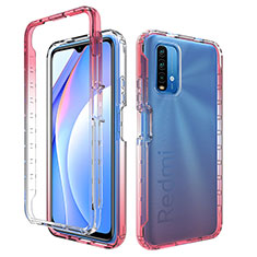 Silikon Hülle Handyhülle Ultra Dünn Flexible Schutzhülle Tasche Transparent Vorder und Rückseite 360 Grad Ganzkörper Farbverlauf für Xiaomi Redmi 9 Power Rot