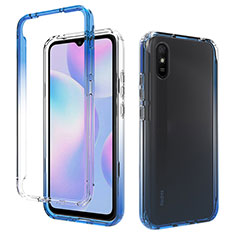 Silikon Hülle Handyhülle Ultra Dünn Flexible Schutzhülle Tasche Transparent Vorder und Rückseite 360 Grad Ganzkörper Farbverlauf für Xiaomi Redmi 9A Blau