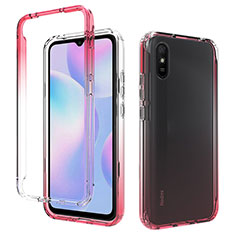 Silikon Hülle Handyhülle Ultra Dünn Flexible Schutzhülle Tasche Transparent Vorder und Rückseite 360 Grad Ganzkörper Farbverlauf für Xiaomi Redmi 9A Rot