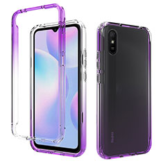 Silikon Hülle Handyhülle Ultra Dünn Flexible Schutzhülle Tasche Transparent Vorder und Rückseite 360 Grad Ganzkörper Farbverlauf für Xiaomi Redmi 9A Violett