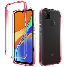 Silikon Hülle Handyhülle Ultra Dünn Flexible Schutzhülle Tasche Transparent Vorder und Rückseite 360 Grad Ganzkörper Farbverlauf für Xiaomi Redmi 9C Rot