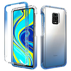 Silikon Hülle Handyhülle Ultra Dünn Flexible Schutzhülle Tasche Transparent Vorder und Rückseite 360 Grad Ganzkörper Farbverlauf für Xiaomi Redmi Note 9 Pro Blau