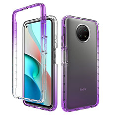 Silikon Hülle Handyhülle Ultra Dünn Flexible Schutzhülle Tasche Transparent Vorder und Rückseite 360 Grad Ganzkörper Farbverlauf für Xiaomi Redmi Note 9T 5G Violett