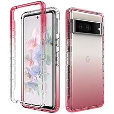 Silikon Hülle Handyhülle Ultra Dünn Flexible Schutzhülle Tasche Transparent Vorder und Rückseite 360 Grad Ganzkörper Farbverlauf JX1 für Google Pixel 7 5G Rot