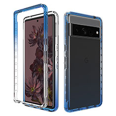 Silikon Hülle Handyhülle Ultra Dünn Flexible Schutzhülle Tasche Transparent Vorder und Rückseite 360 Grad Ganzkörper Farbverlauf JX1 für Google Pixel 7 Pro 5G Blau