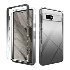 Silikon Hülle Handyhülle Ultra Dünn Flexible Schutzhülle Tasche Transparent Vorder und Rückseite 360 Grad Ganzkörper Farbverlauf JX1 für Google Pixel 7a 5G Schwarz