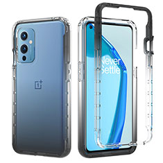 Silikon Hülle Handyhülle Ultra Dünn Flexible Schutzhülle Tasche Transparent Vorder und Rückseite 360 Grad Ganzkörper Farbverlauf JX1 für OnePlus 9 5G Dunkelgrau