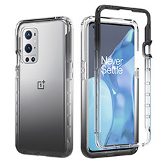 Silikon Hülle Handyhülle Ultra Dünn Flexible Schutzhülle Tasche Transparent Vorder und Rückseite 360 Grad Ganzkörper Farbverlauf JX1 für OnePlus 9 Pro 5G Dunkelgrau