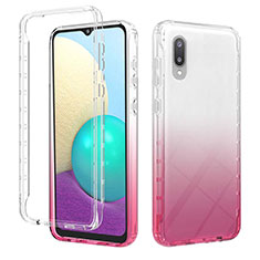 Silikon Hülle Handyhülle Ultra Dünn Flexible Schutzhülle Tasche Transparent Vorder und Rückseite 360 Grad Ganzkörper Farbverlauf JX1 für Samsung Galaxy A02 Rosa