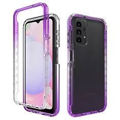 Silikon Hülle Handyhülle Ultra Dünn Flexible Schutzhülle Tasche Transparent Vorder und Rückseite 360 Grad Ganzkörper Farbverlauf JX1 für Samsung Galaxy A13 4G Violett