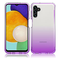 Silikon Hülle Handyhülle Ultra Dünn Flexible Schutzhülle Tasche Transparent Vorder und Rückseite 360 Grad Ganzkörper Farbverlauf JX1 für Samsung Galaxy A13 5G Violett