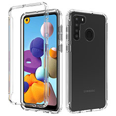 Silikon Hülle Handyhülle Ultra Dünn Flexible Schutzhülle Tasche Transparent Vorder und Rückseite 360 Grad Ganzkörper Farbverlauf JX1 für Samsung Galaxy A21s Klar