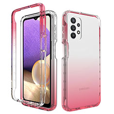 Silikon Hülle Handyhülle Ultra Dünn Flexible Schutzhülle Tasche Transparent Vorder und Rückseite 360 Grad Ganzkörper Farbverlauf JX1 für Samsung Galaxy A32 4G Rot