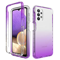 Silikon Hülle Handyhülle Ultra Dünn Flexible Schutzhülle Tasche Transparent Vorder und Rückseite 360 Grad Ganzkörper Farbverlauf JX1 für Samsung Galaxy A32 4G Violett