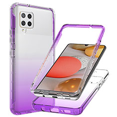 Silikon Hülle Handyhülle Ultra Dünn Flexible Schutzhülle Tasche Transparent Vorder und Rückseite 360 Grad Ganzkörper Farbverlauf JX1 für Samsung Galaxy A42 5G Violett